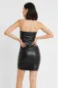 Ruched Leather Strapless Bodice - Black sold by Because of Alice