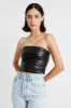 Ruched Leather Strapless Bodice - Black sold by Because of Alice