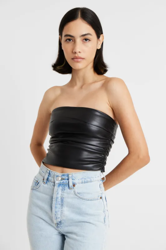 Ruched Leather Strapless Bodice - Black sold by Because of Alice