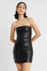 Ruched Leather Strapless Bodice - Black sold by Because of Alice