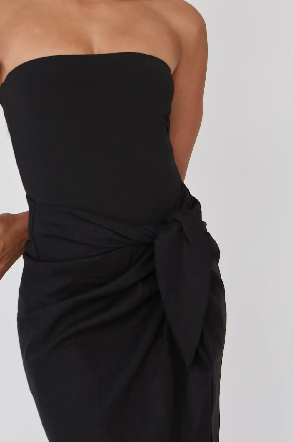 Linen Wrap Midi Skirt - Black sold by Because of Alice product image thumbnail 3