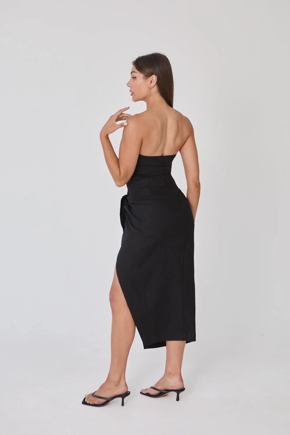 Linen Wrap Midi Skirt - Black sold by Because of Alice product image thumbnail 4