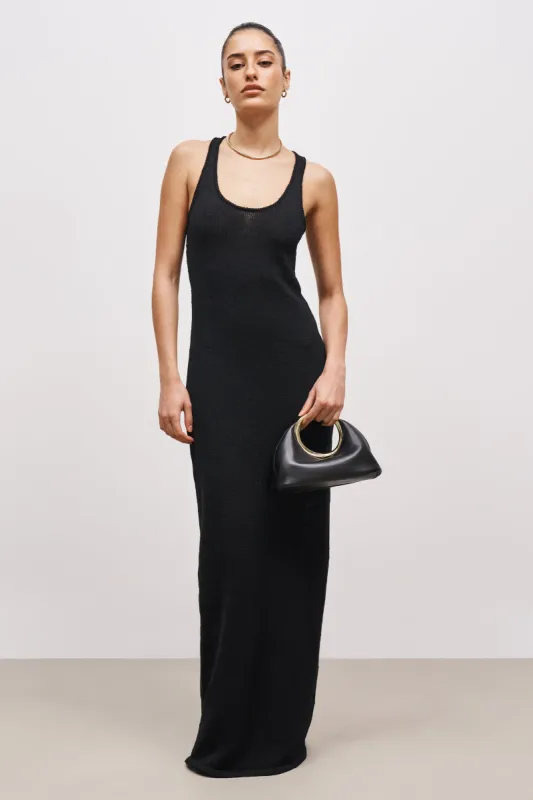 Crochet Knit Racer Maxi Dress - Black sold by Because of Alice