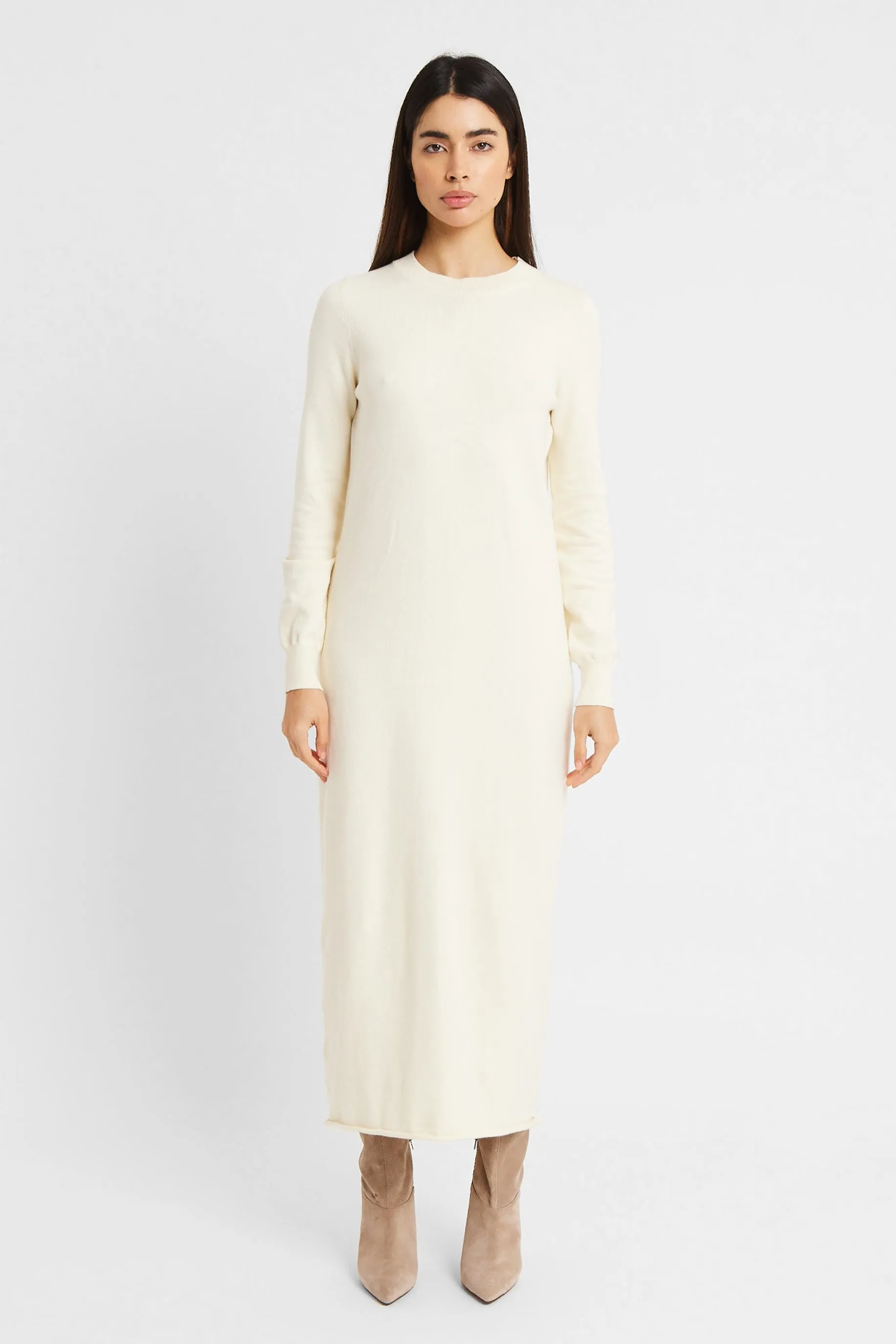 Cashmere Blend Column Maxi Dress - Cream sold by Because of Alice