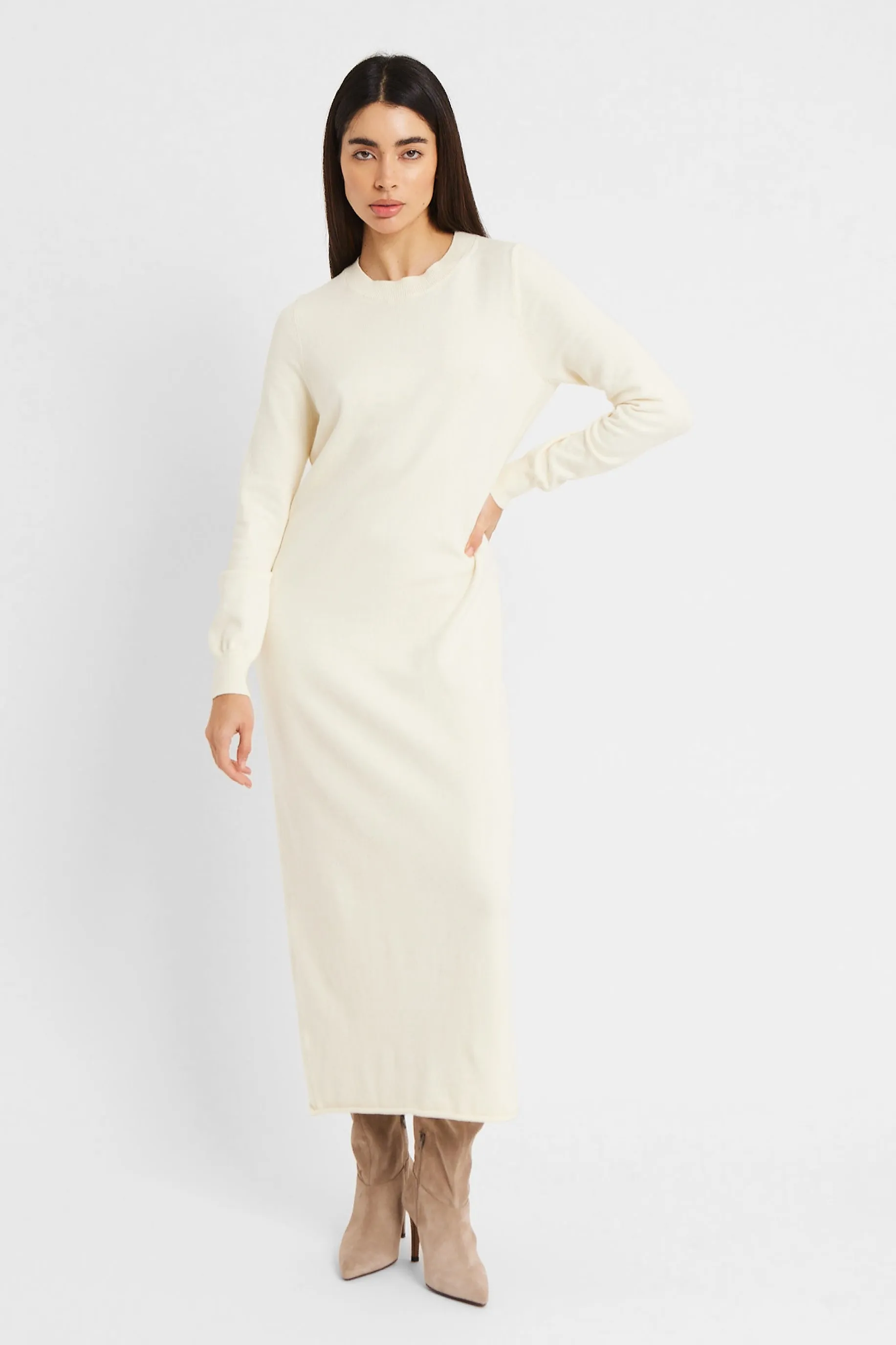Cashmere Blend Column Maxi Dress - Cream sold by Because of Alice product image thumbnail 4