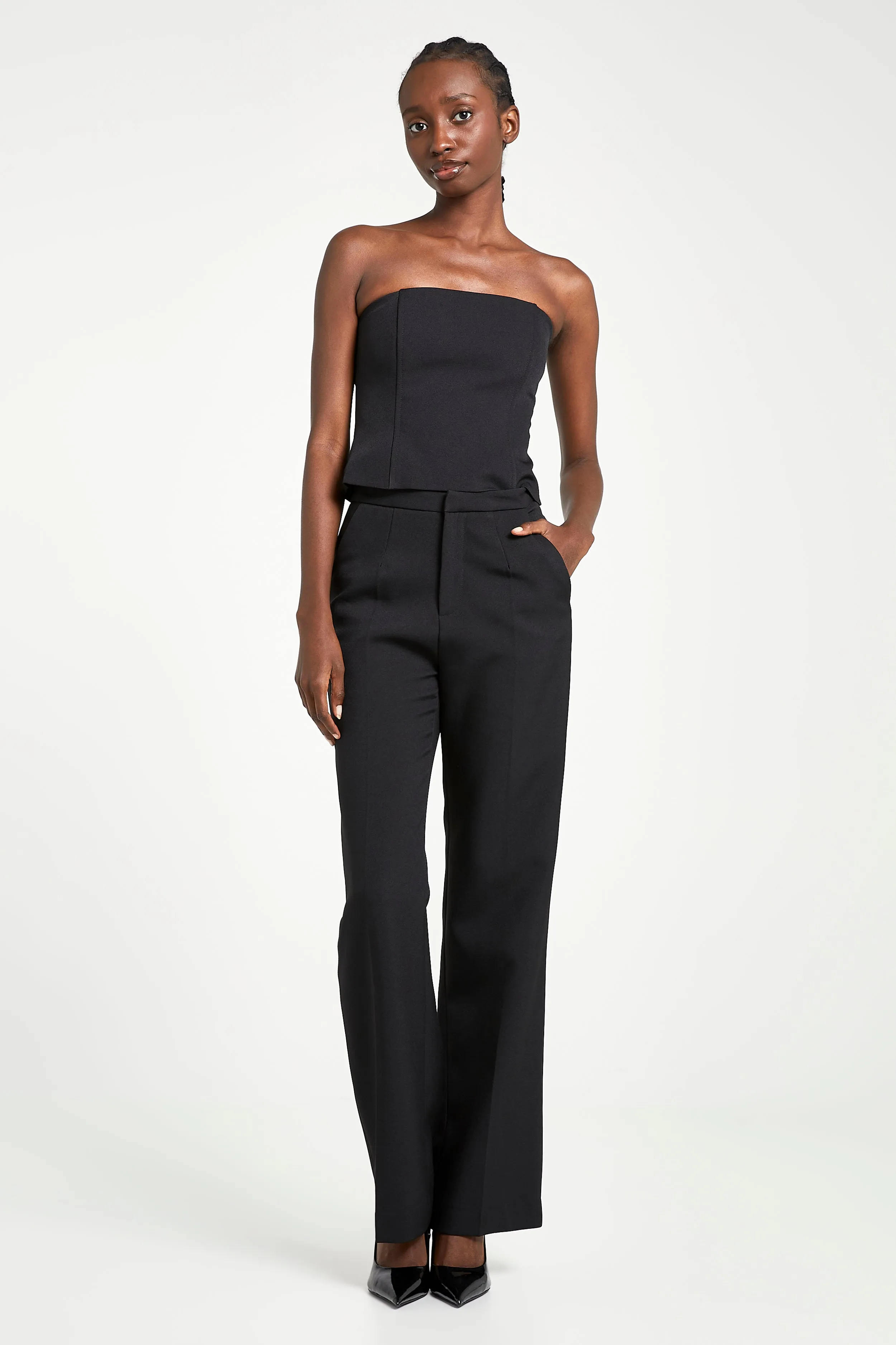 Tailored Straight Leg Trousers - Black sold by Because of Alice