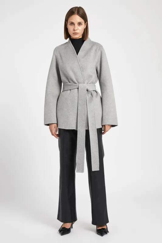 Double Faced Wool Cocoon Short Coat - Grey sold by Because of Alice