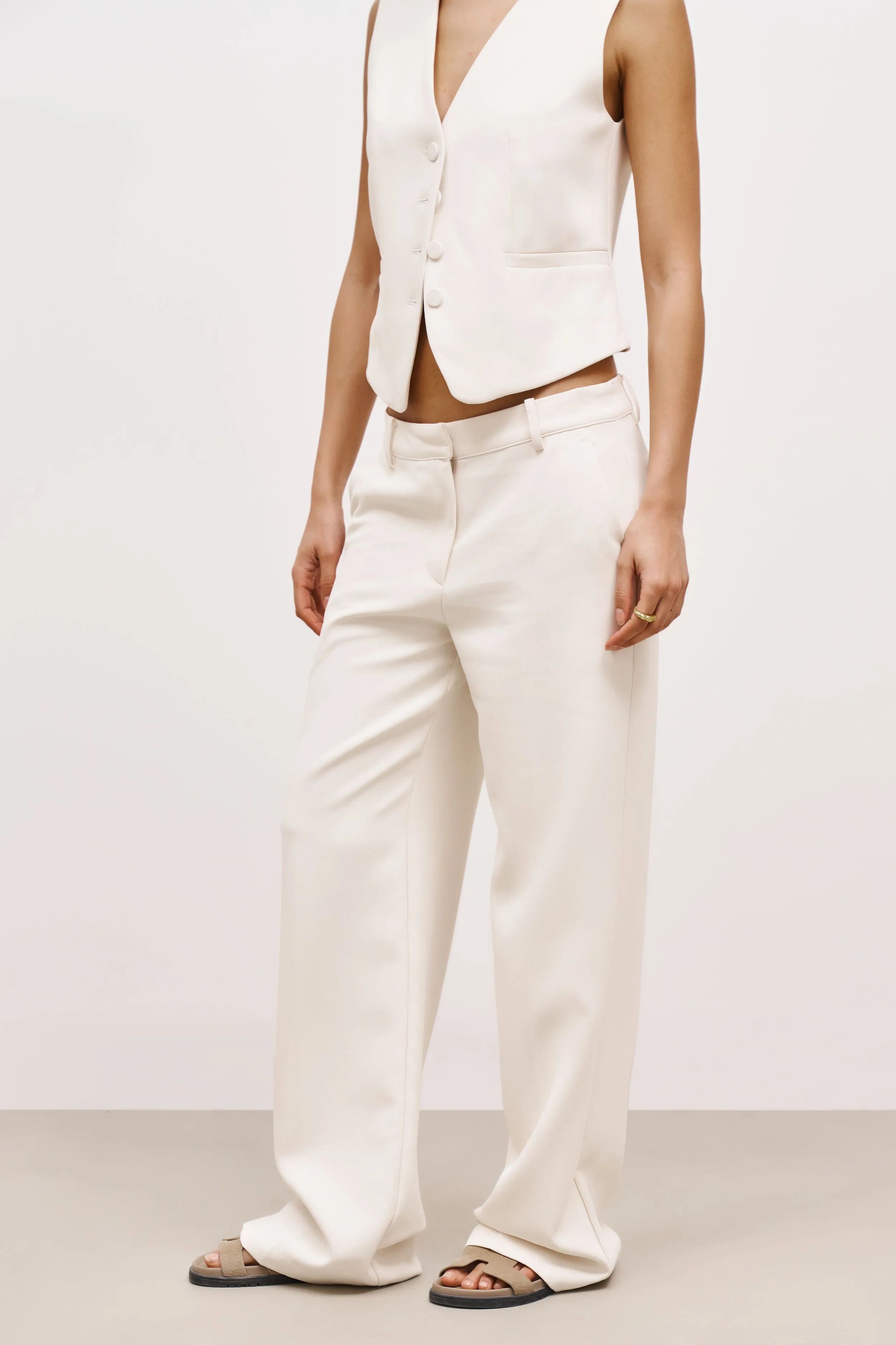 Draped Mid Rise Trousers - Cream sold by Because of Alice product image thumbnail 4