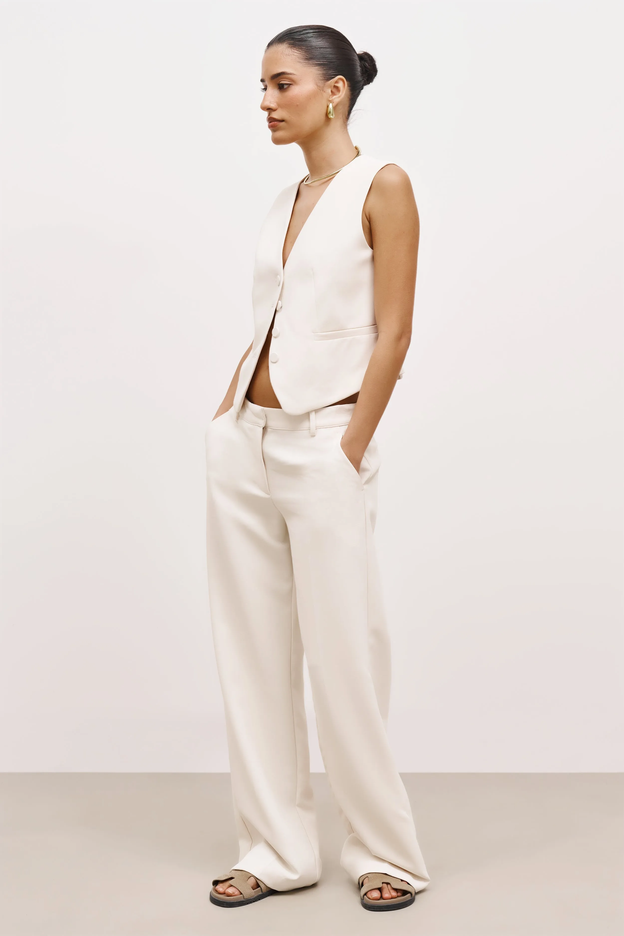 Draped Mid Rise Trousers - Cream sold by Because of Alice product image thumbnail 3