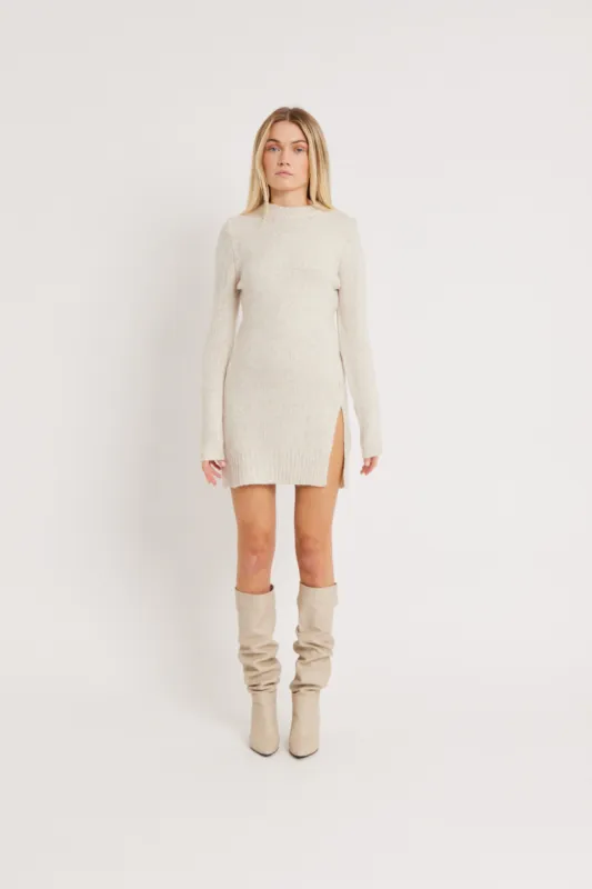 Jumper Dress With Slit - Oatmeal sold by Because of Alice