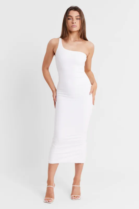 Asymmetric Midi Dress - Ivory sold by Because of Alice