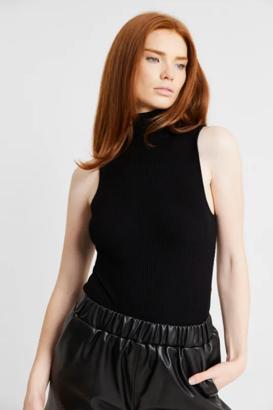 Sleeveless Roll Neck Knit Bodysuit - Black sold by Because of Alice