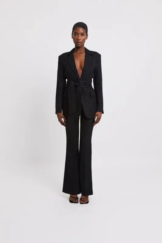Limited Edition Classic Blazer With Belt - Glitter Pinstripe sold by Because of Alice