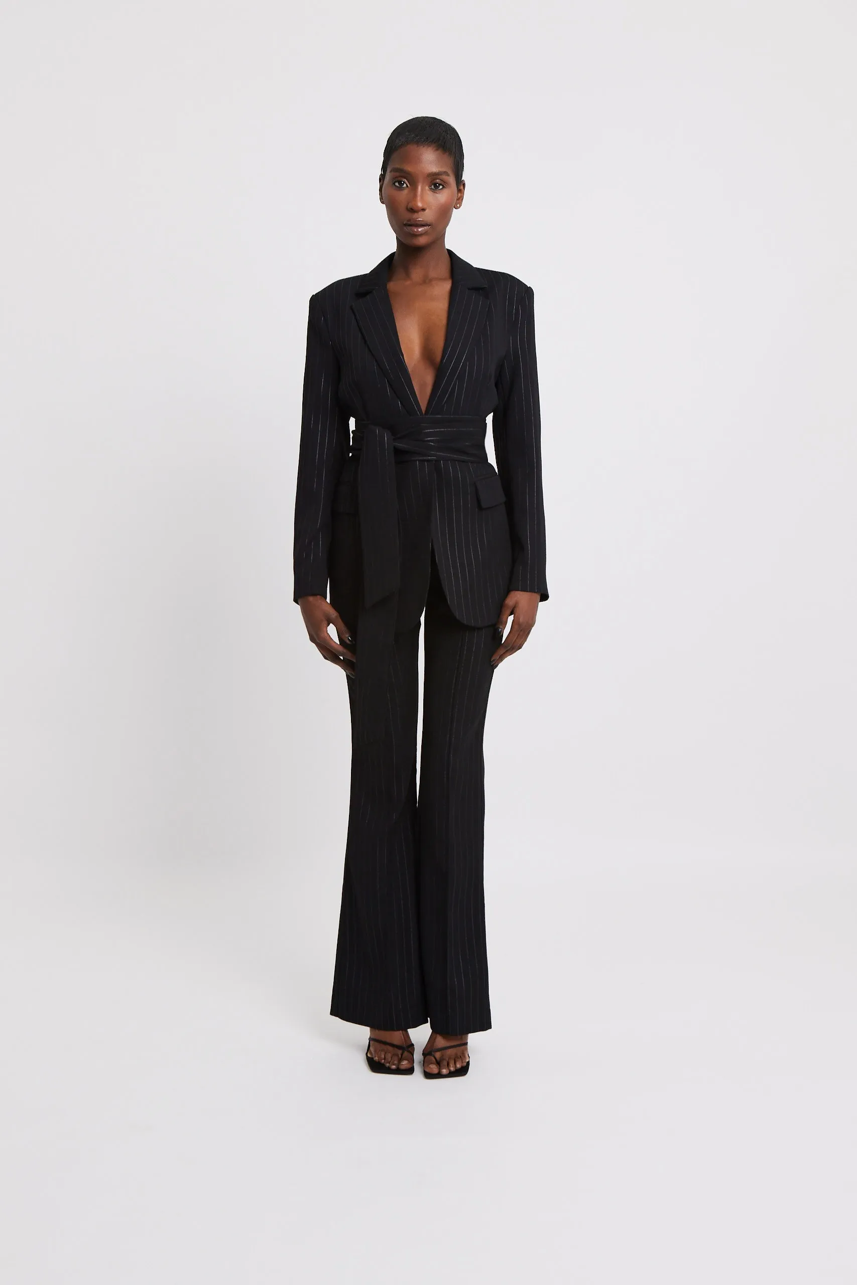 Limited Edition Classic Blazer With Belt - Glitter Pinstripe sold by Because of Alice