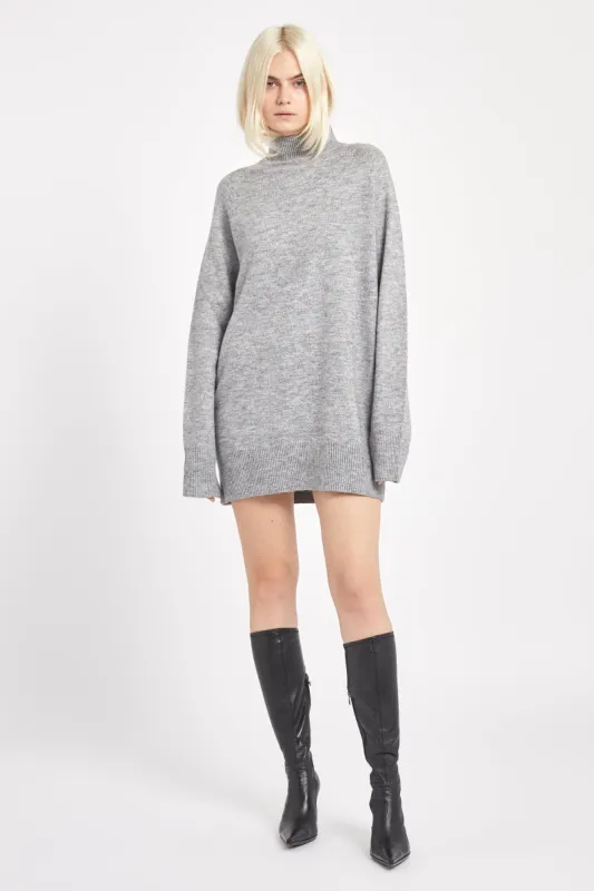 Soft Brushed High Neck Jumper Dress - Charcoal sold by Because of Alice