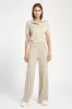 Ribbed Knit Wide Leg Trousers - Stone sold by Because of Alice
