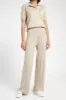 Ribbed Knit Wide Leg Trousers - Stone sold by Because of Alice