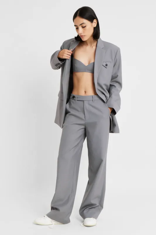 Mid Rise Trousers with Button Detail - Slate sold by Because of Alice