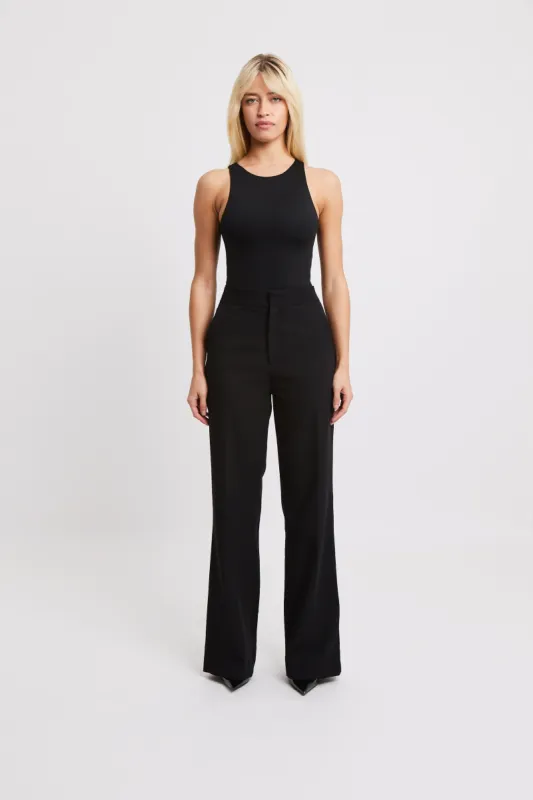 Straight Leg Wool Blend Trousers - Black sold by Because of Alice