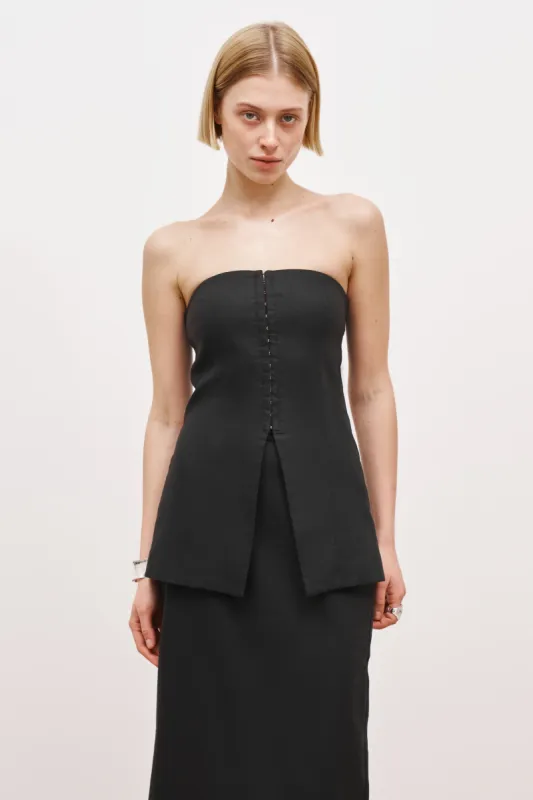 Strapless Linen Bustier - Black sold by Because of Alice