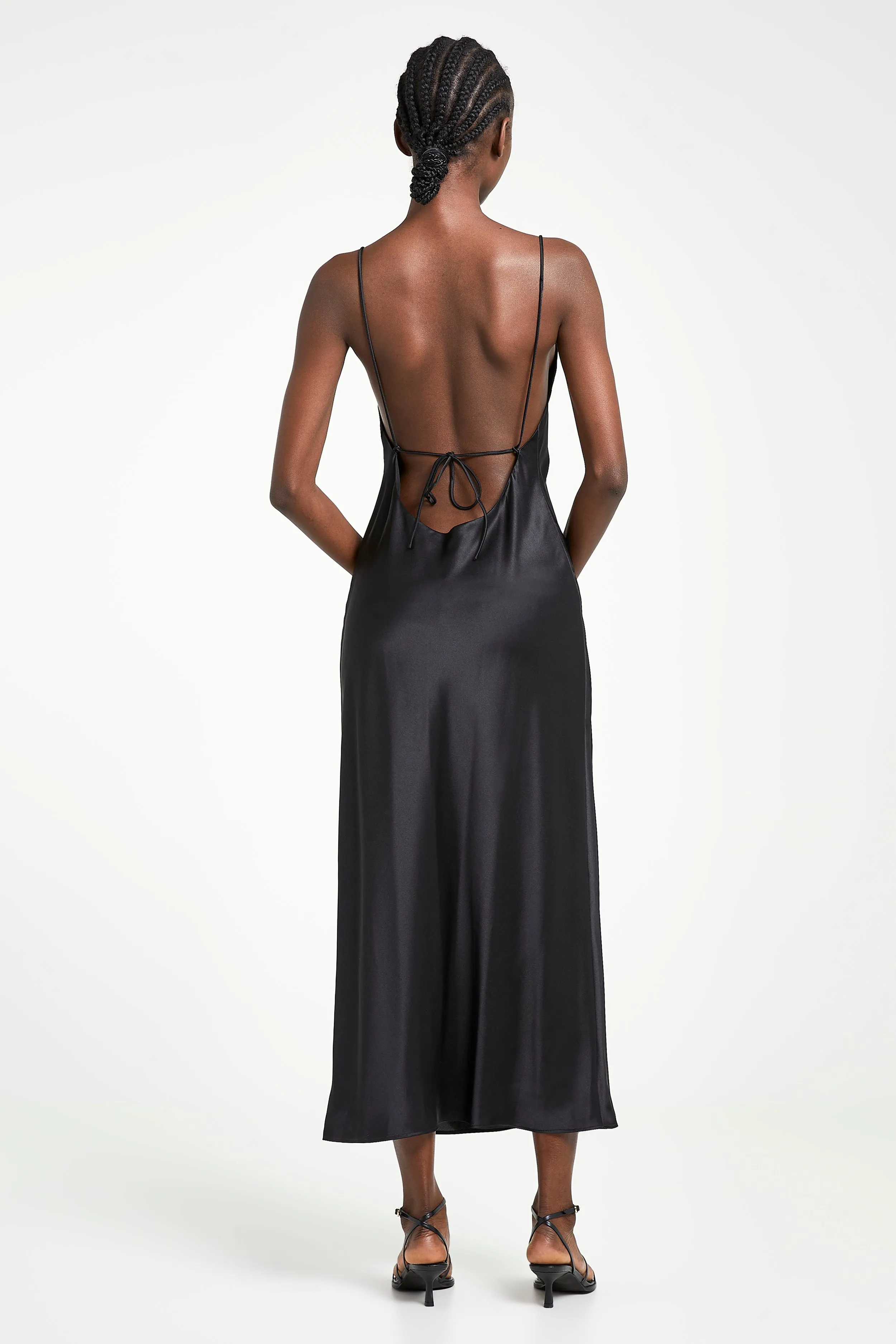 Satin Tie Back Midi Dress - Black sold by Because of Alice product image thumbnail 2