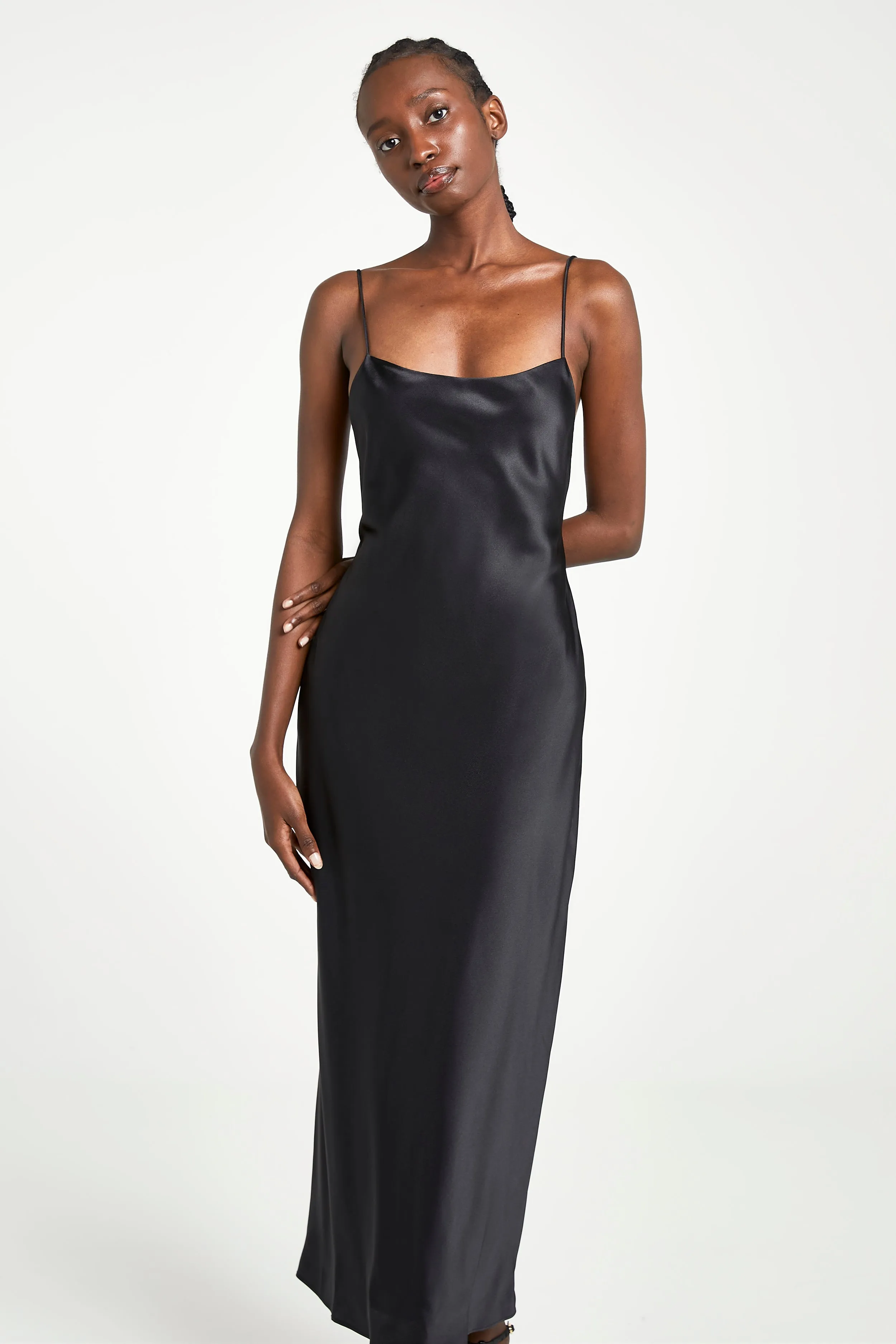 Satin Tie Back Midi Dress - Black sold by Because of Alice product image thumbnail 3