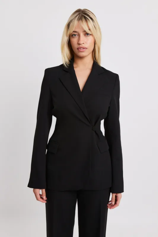 Asymmetric Wool Blend Blazer - Black sold by Because of Alice