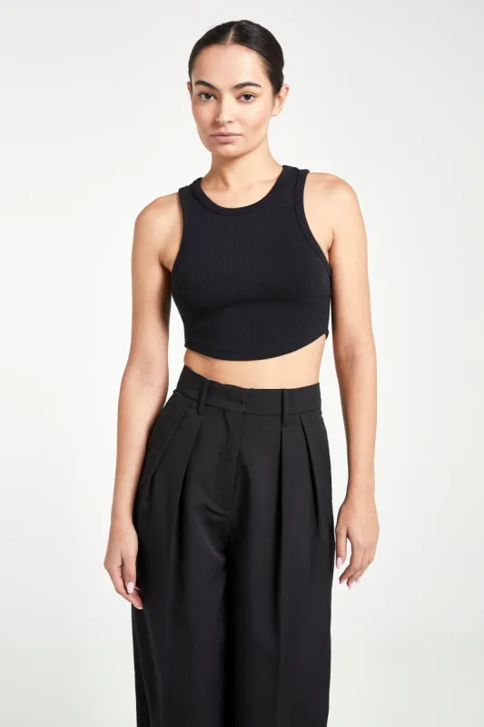 Heavy Ribbed Cropped Vest - Black sold by Because of Alice