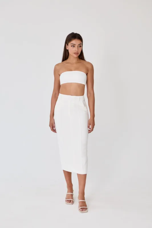 Pencil Midi Skirt - Ivory sold by Because of Alice