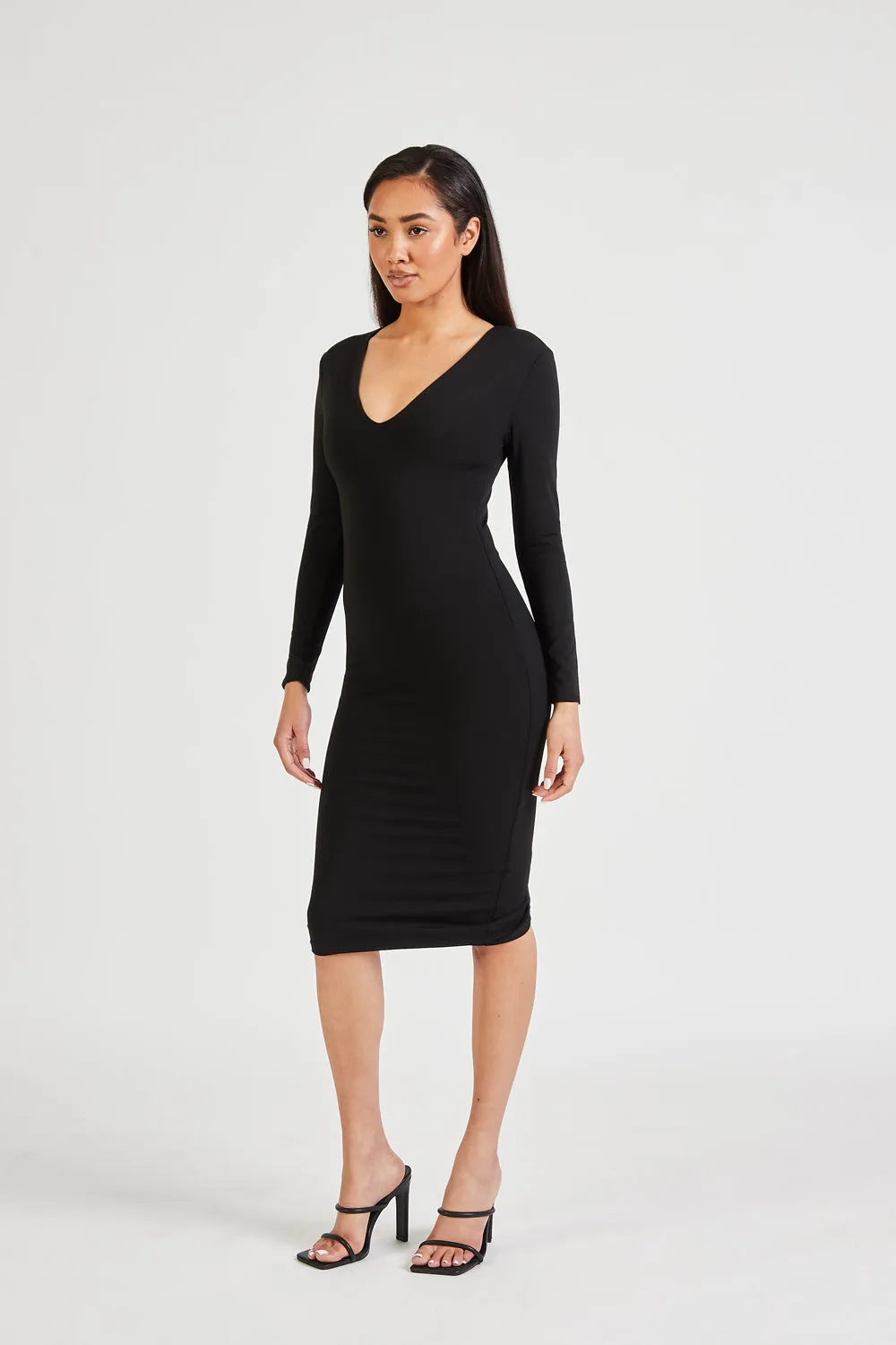 Longsleeve V Neck Midi Dress - Black sold by Because of Alice product image thumbnail 4