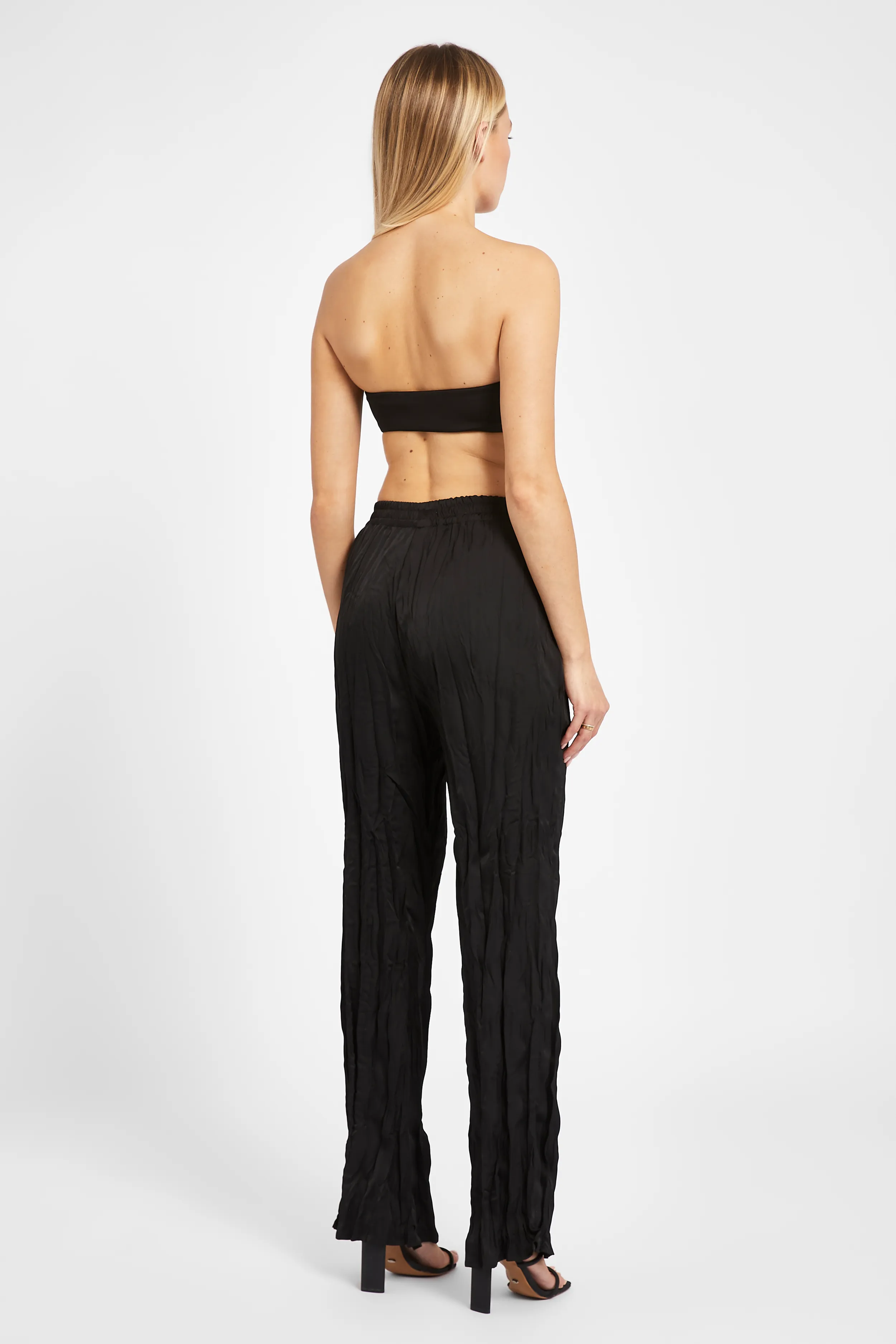 Satin Crinkle Wide Leg Trousers - Black sold by Because of Alice product image thumbnail 2