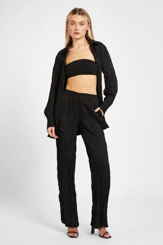 Satin Crinkle Wide Leg Trousers - Black sold by Because of Alice