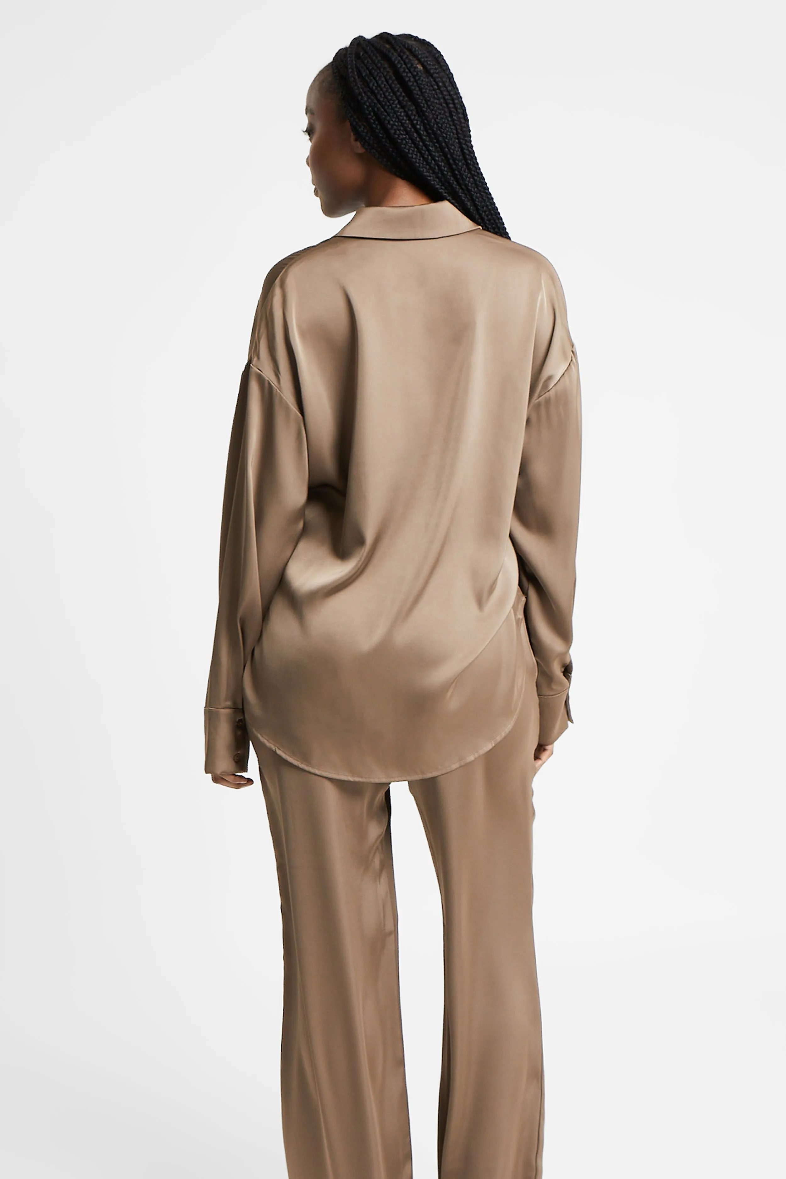 Relaxed Satin Shirt - Espresso sold by Because of Alice product image thumbnail 2