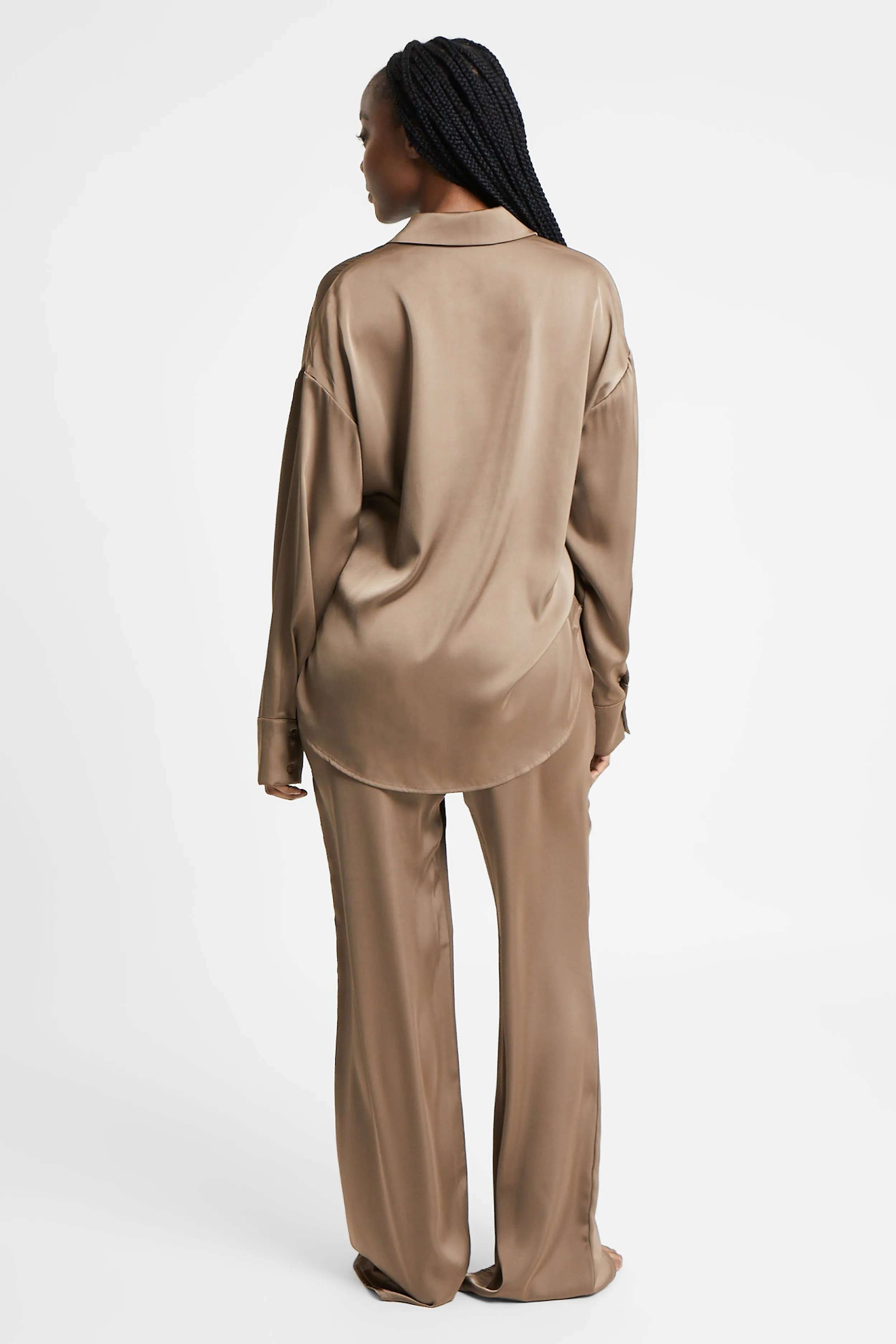 Relaxed Satin Shirt - Espresso sold by Because of Alice product image thumbnail 4