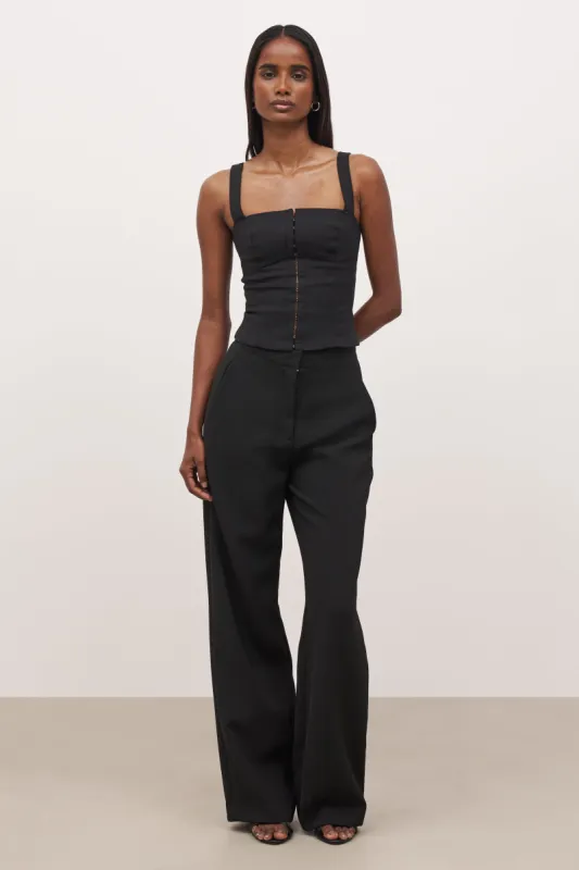 Square Neck Hook & Eye Corset - Black sold by Because of Alice