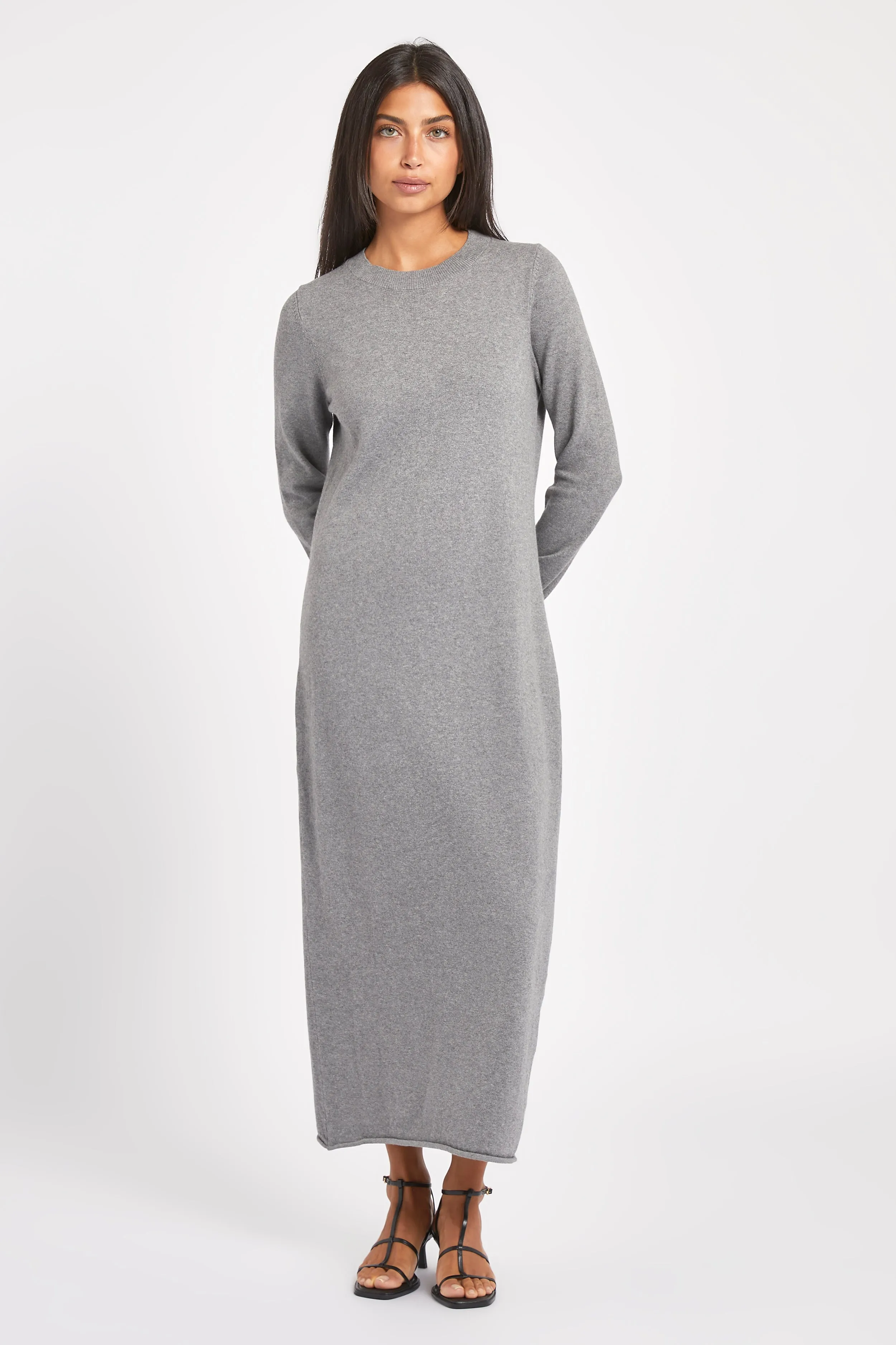 Cashmere Blend Column Maxi Dress - Charcoal sold by Because of Alice