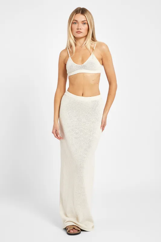 Crochet Knit Maxi Skirt - Cream sold by Because of Alice