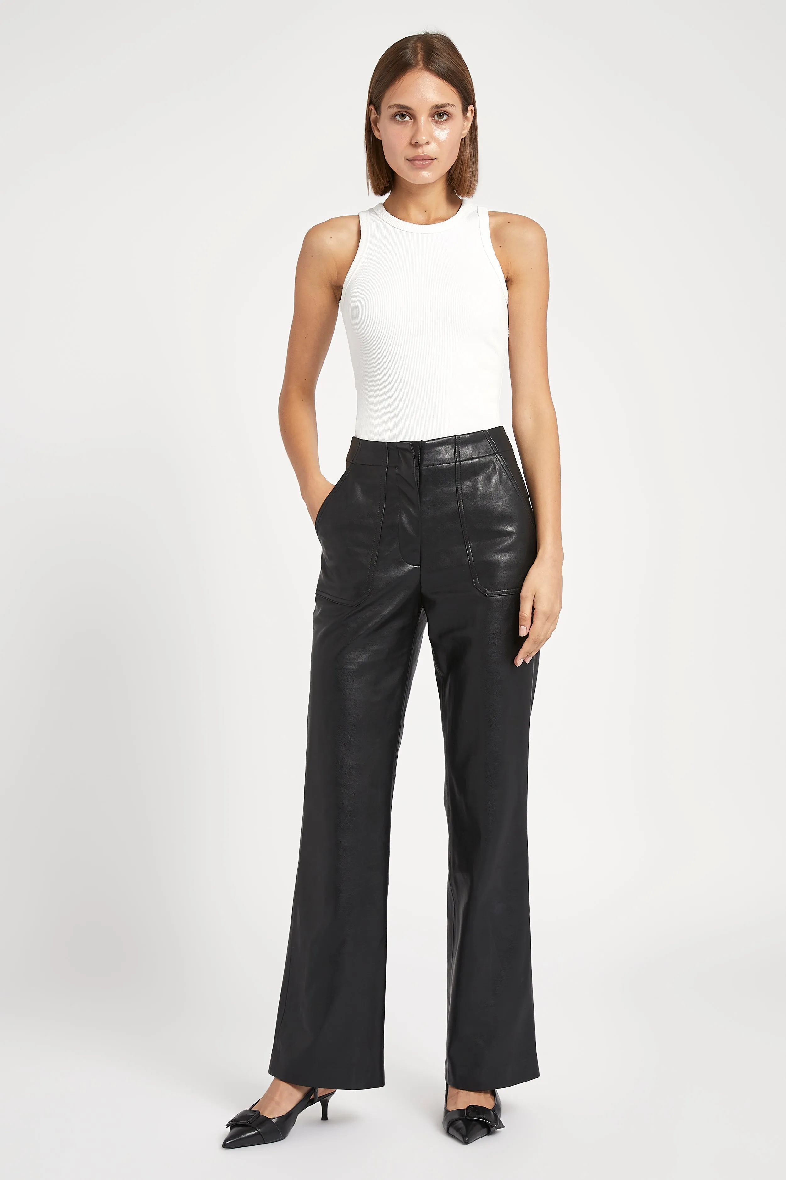 Leather Pocket Detail Trousers - Black sold by Because of Alice