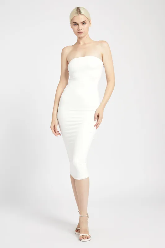 Bandeau Midi Dress - Ivory sold by Because of Alice