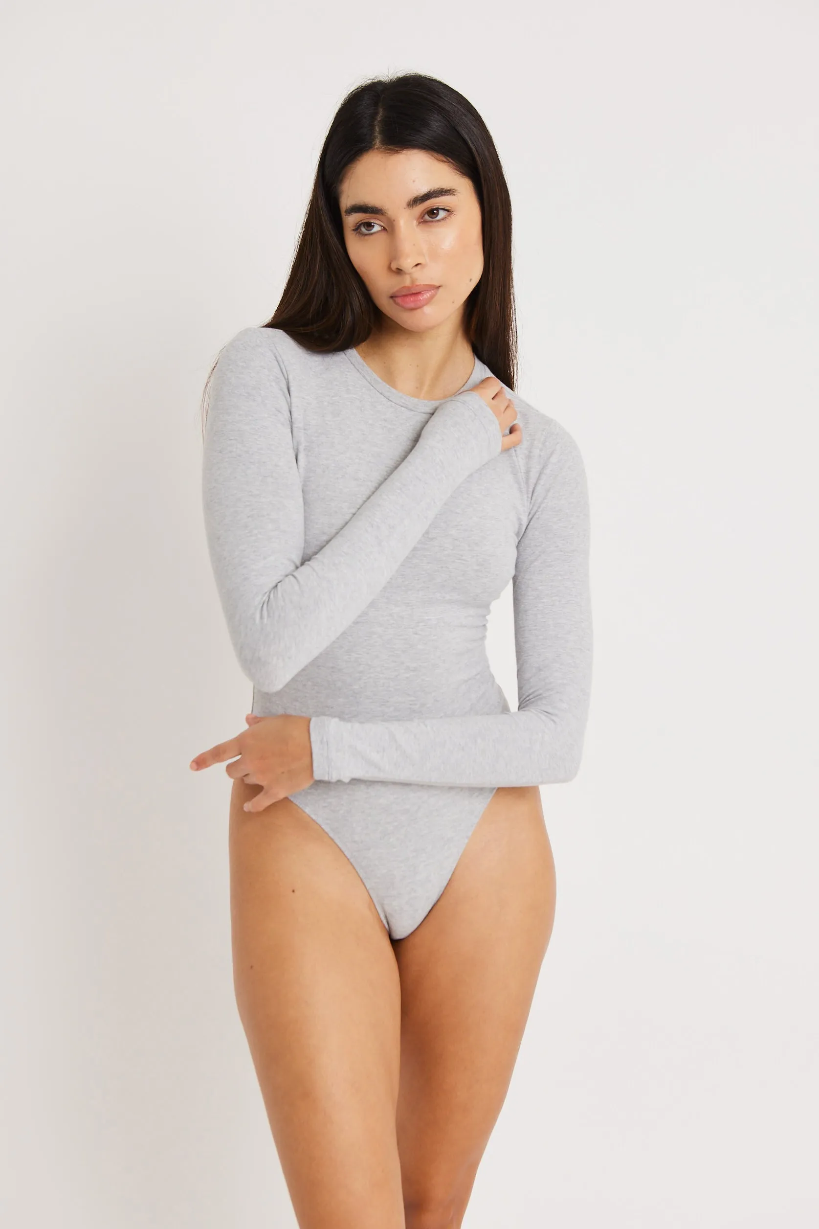 Cotton Longsleeve Bodysuit - Grey Marl sold by Because of Alice product image thumbnail 5