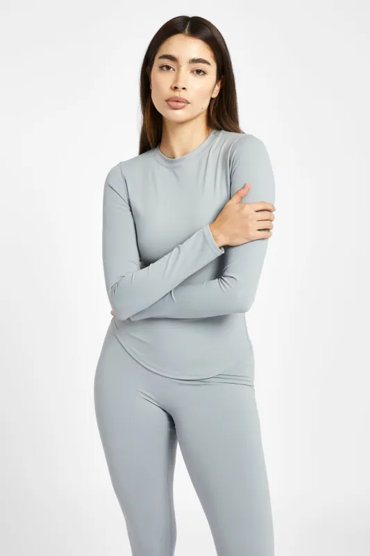 Base Sculpting Long Sleeve Top - Misty Blue sold by Because of Alice
