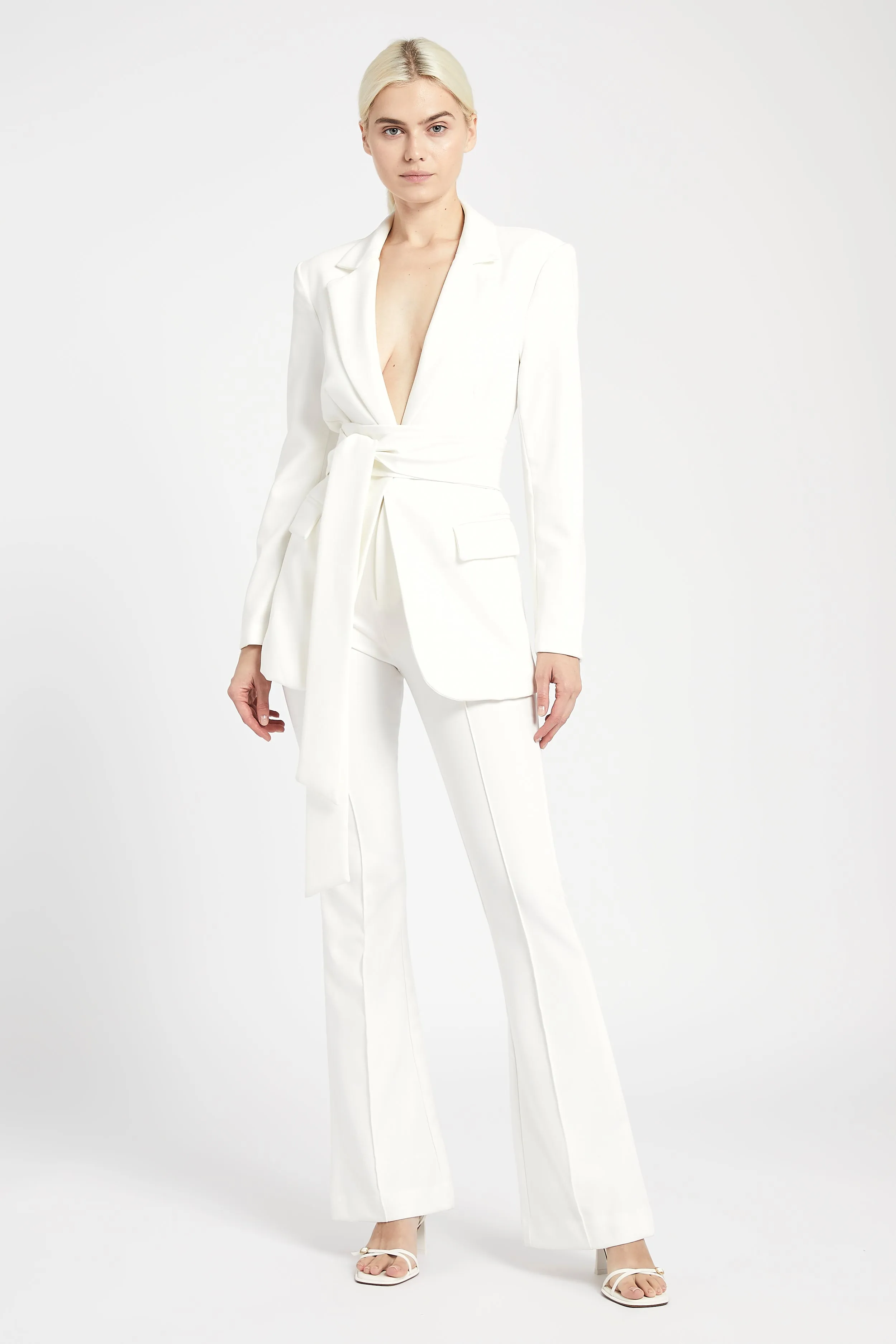 Classic Blazer With Belt - White sold by Because of Alice product image thumbnail 3