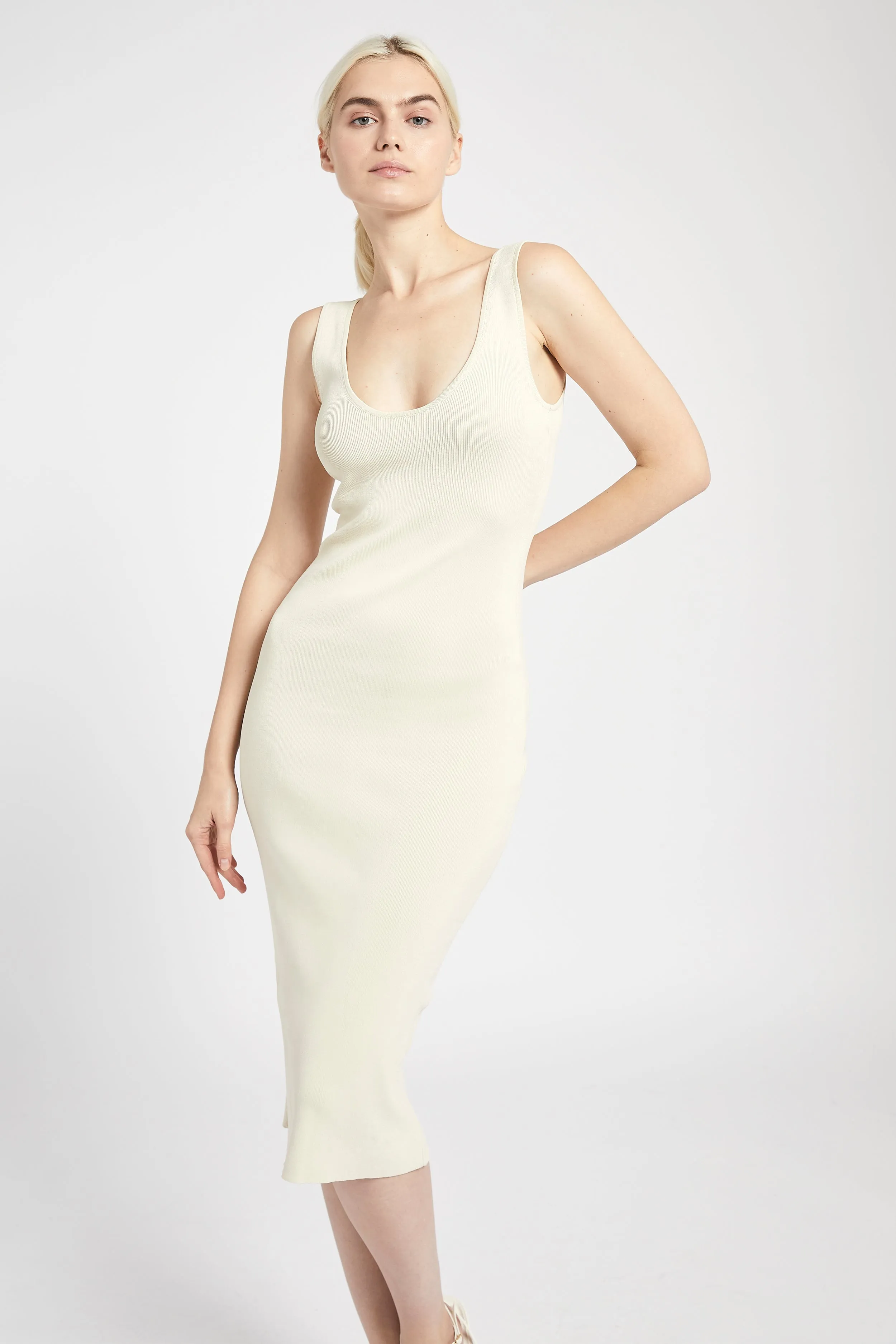 Scoop Neck Knit Midi Dress - Cream sold by Because of Alice product image thumbnail 3
