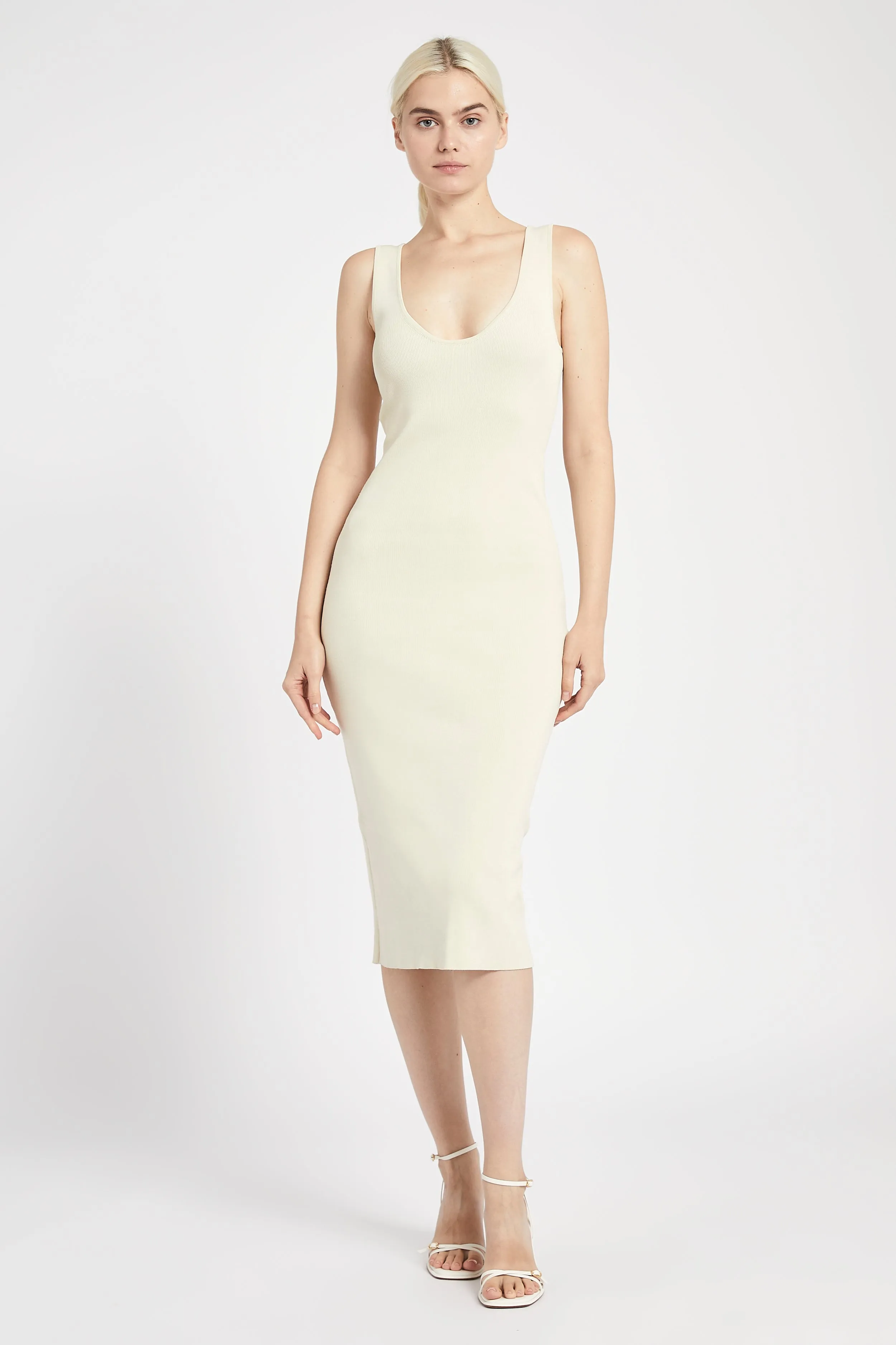 Scoop Neck Knit Midi Dress - Cream sold by Because of Alice