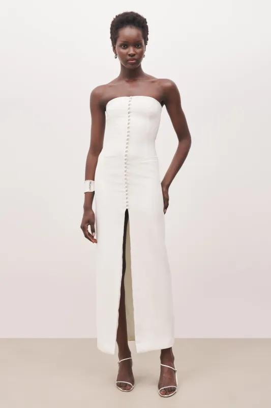 Strapless Peplum Maxi Dress - White sold by Because of Alice