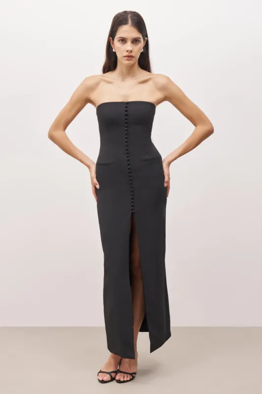 Strapless Peplum Maxi Dress - Black sold by Because of Alice