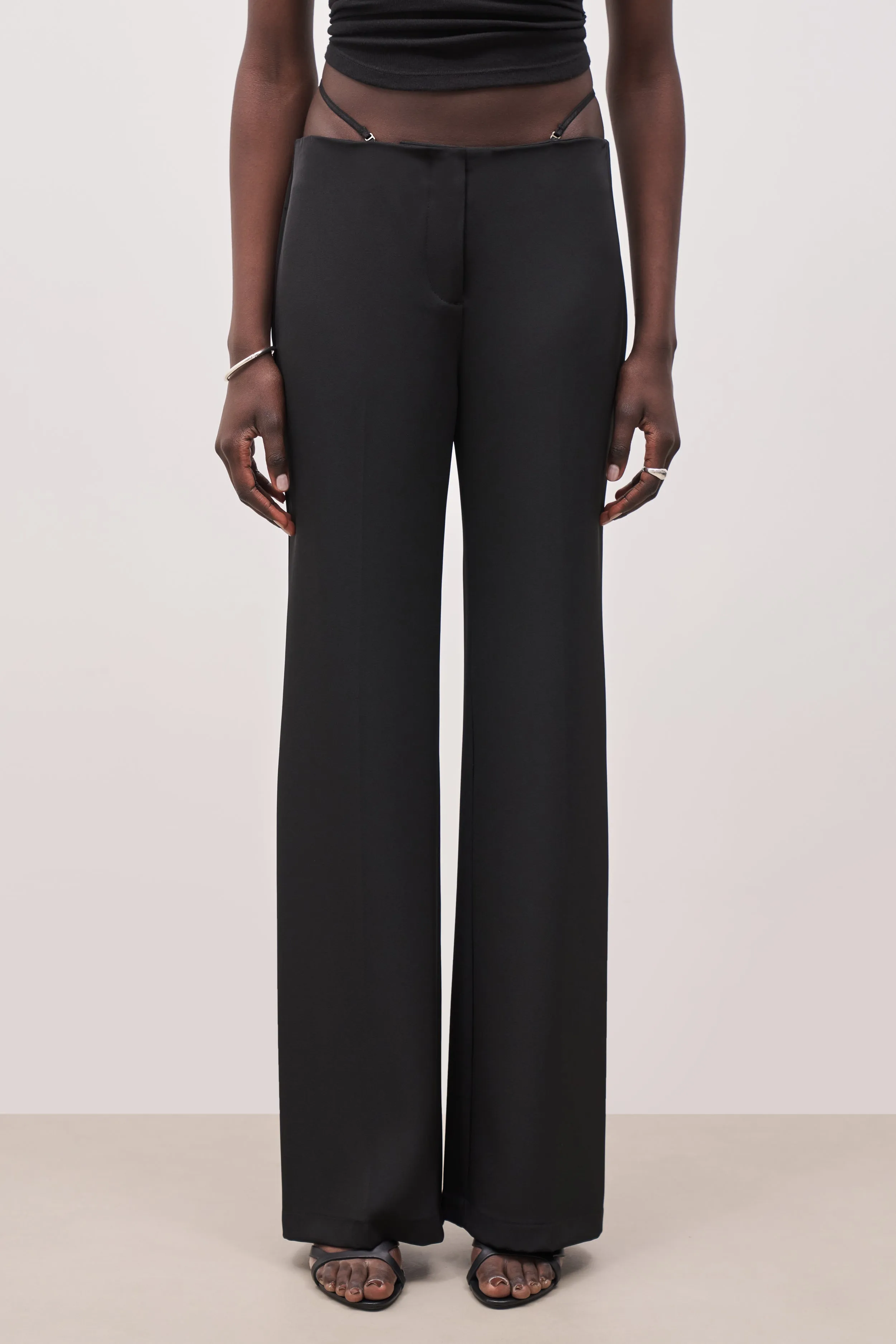 Tailored Mid Rise Trousers With Strap Detail - Black sold by Because of Alice product image thumbnail 3