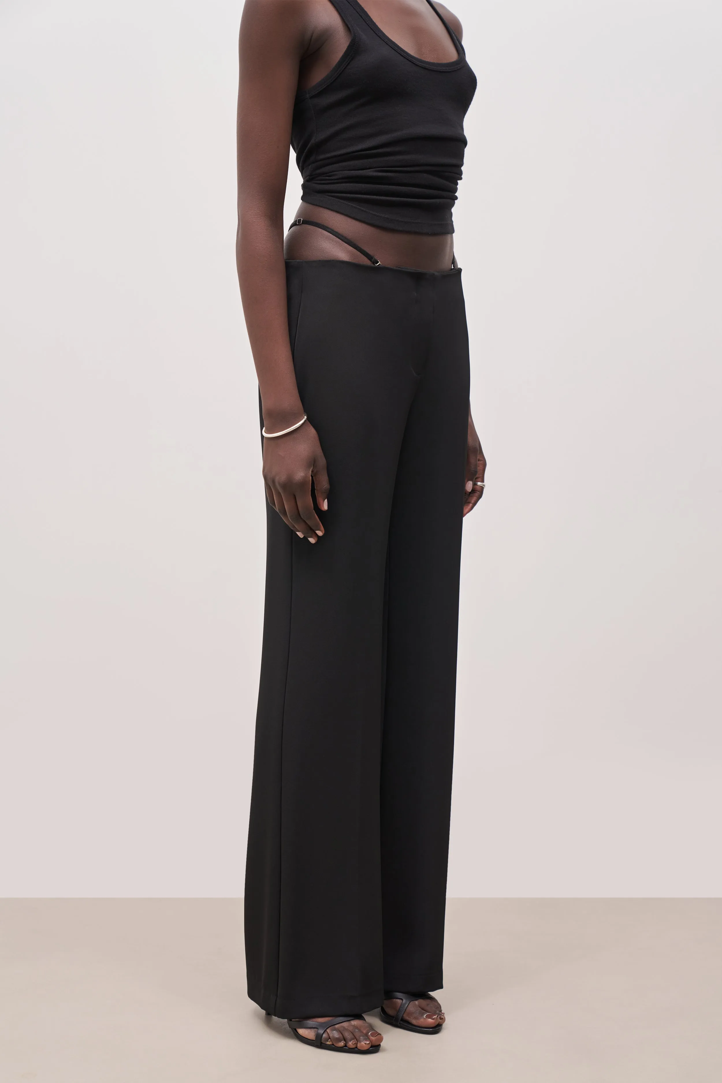 Tailored Mid Rise Trousers With Strap Detail - Black sold by Because of Alice product image thumbnail 4