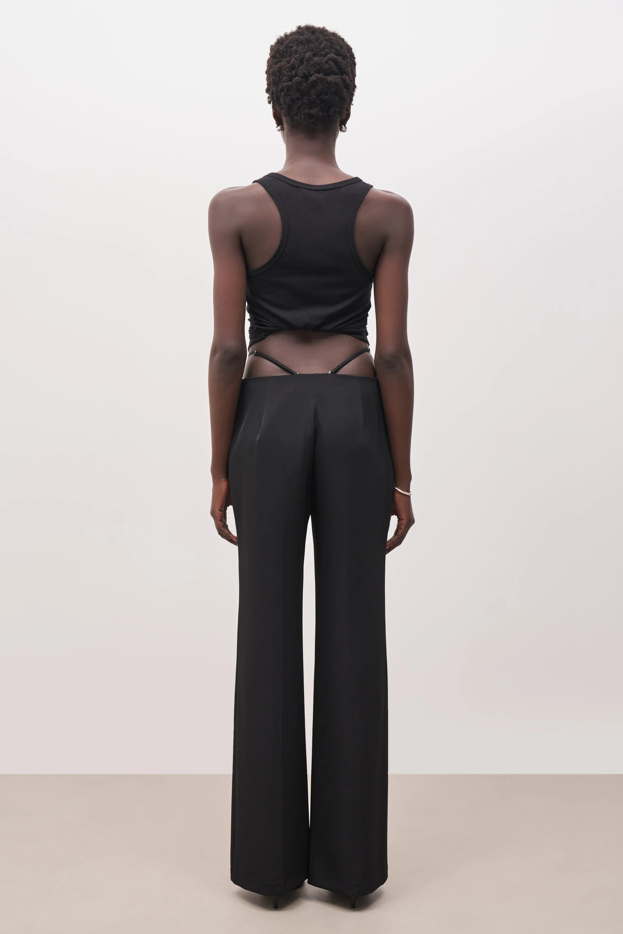 Tailored Mid Rise Trousers With Strap Detail - Black sold by Because of Alice product image thumbnail 2