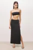 Tailored Maxi Skirt With Strap Detail - Black sold by Because of Alice